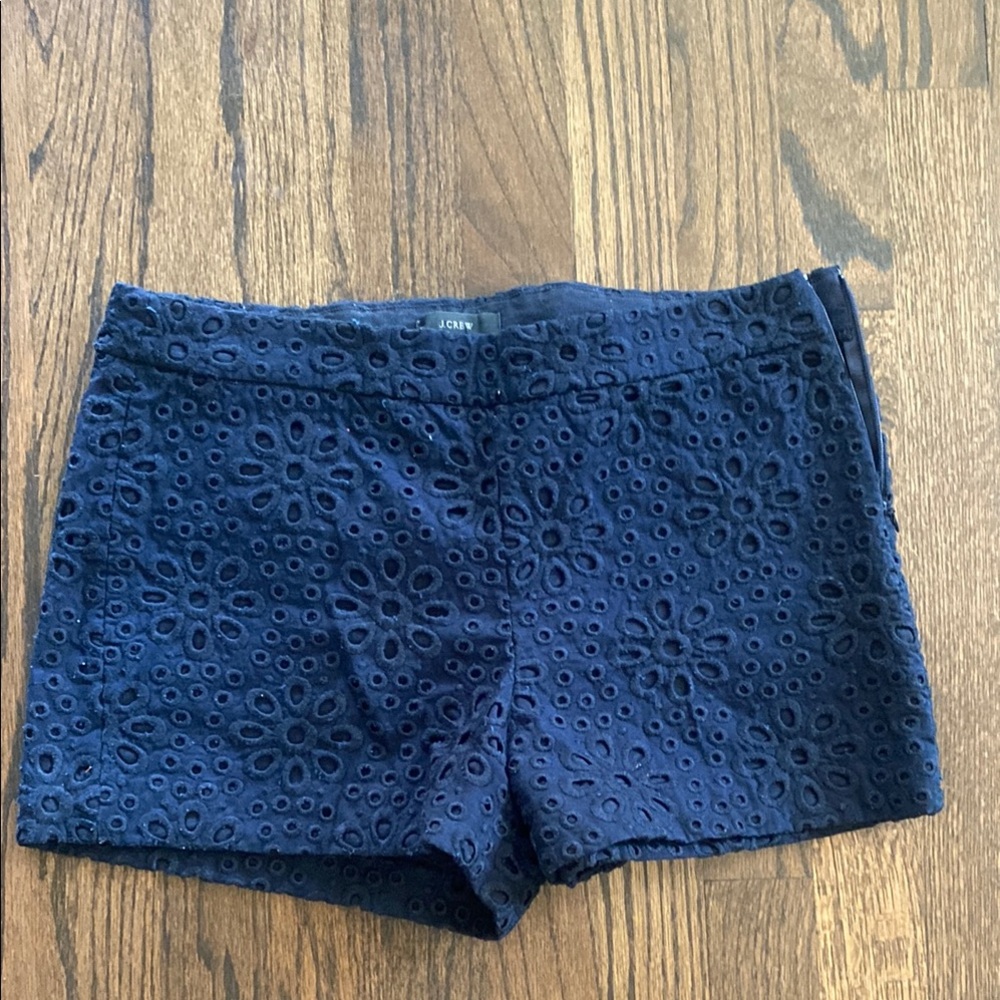 J. Crew navy eyelet side zip Shorts